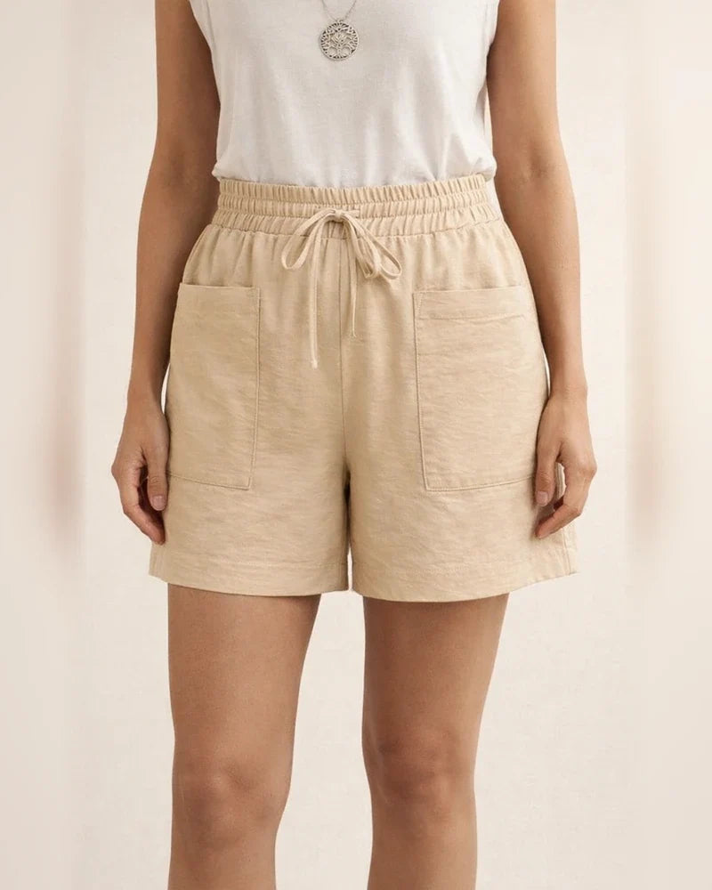 Summer Women's New Loose Linen Casual Shorts Solid Color High Waist Wide Leg Pants | JRSEE:55a37521-8a5e-4b00-9c8b-63d1c9658819