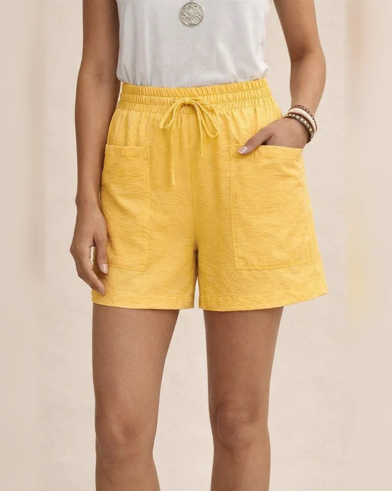 Summer Women's New Loose Linen Casual Shorts Solid Color High Waist Wide Leg Pants | JRSEE:58500476-5e01-42e4-a6ae-1baa84a7b68d