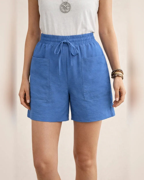 Summer Women's New Loose Linen Casual Shorts Solid Color High Waist Wide Leg Pants | JRSEE:170d41e8-4174-4080-b42e-2538aa306547