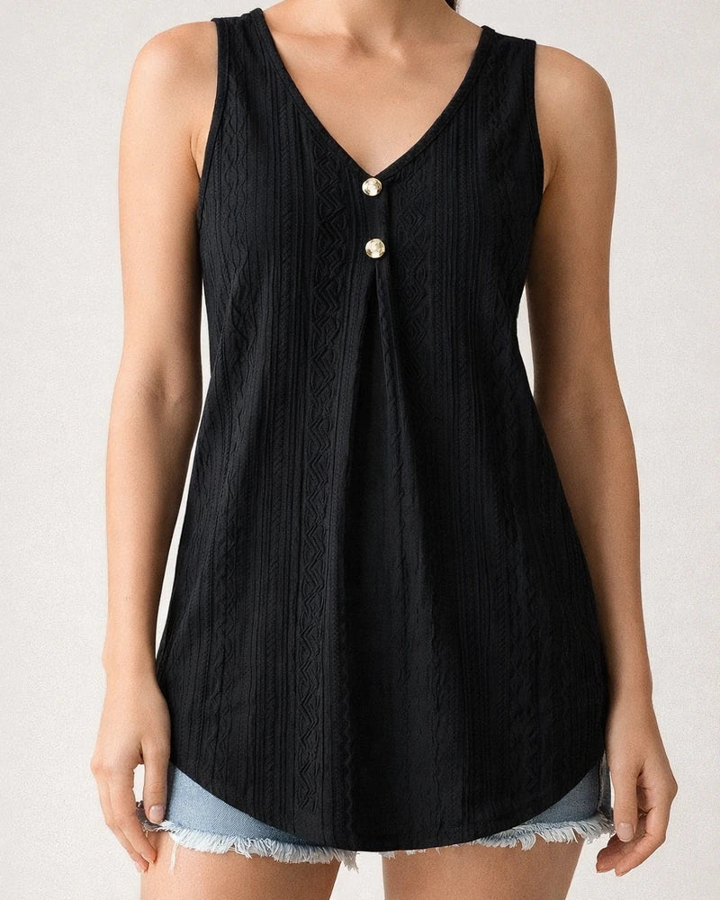 Summer Women's New Solid Color Casual Fashion Hollow V-neck Sleeveless Tops Undershirts | JRSEE:08185029-d496-4f55-97f2-030648906316