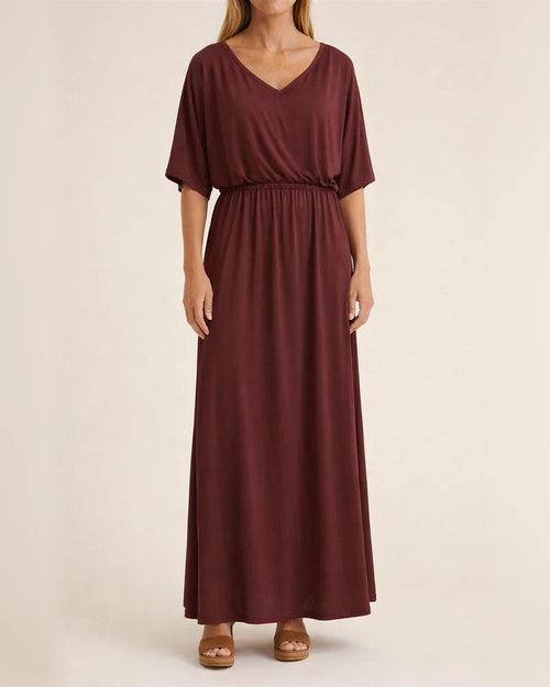 Summer Women's New V-neck Fashion Solid Color High Waist Split V-neck Dresses Long Dresses | JRSEE:d3d1b601-501b-46dc-b112-f7bd6fa8299b