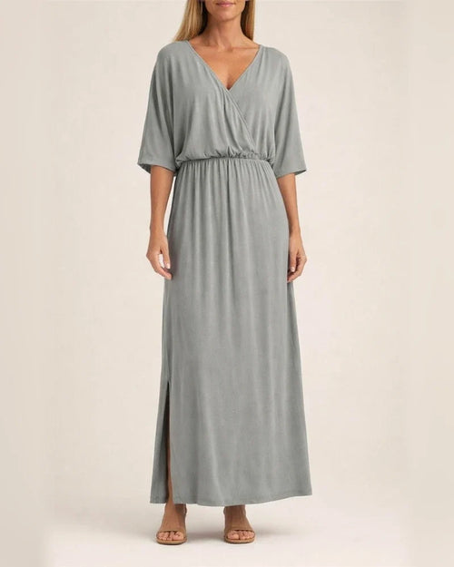 Summer Women's New V-neck Fashion Solid Color High Waist Split V-neck Dresses Long Dresses | JRSEE:f4f9ec9c-7409-4778-9c68-38223b2276a3