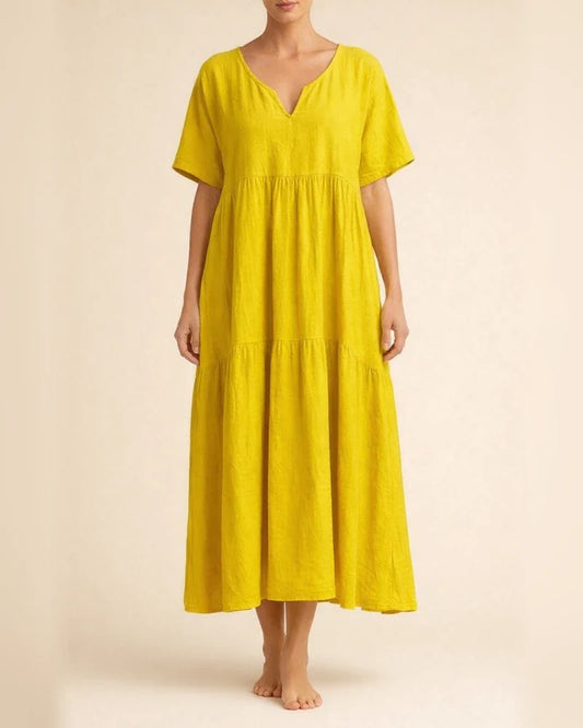 Summer Women's New V-neck Irregular Long Swing Solid Color Dresses | JRSEE:34fd9432-8557-4731-a098-ccbf6831d0a8