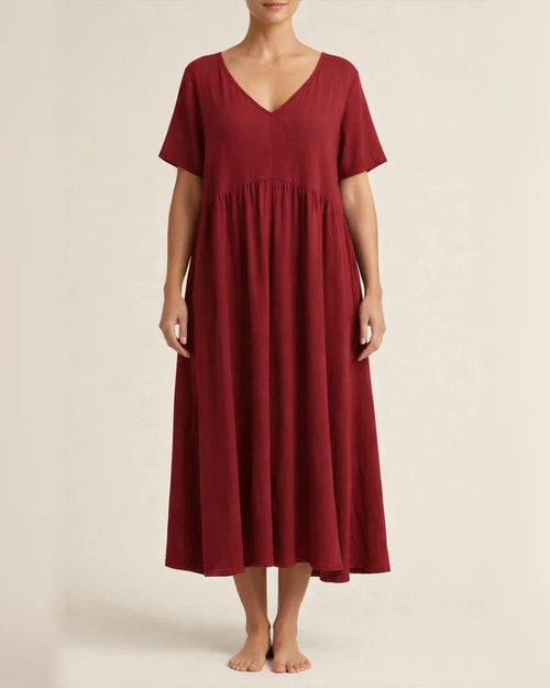 Summer Women's New V-neck Irregular Long Swing Solid Color Dresses | JRSEE:87e31369-3517-4a96-b3ed-408b3009cf87