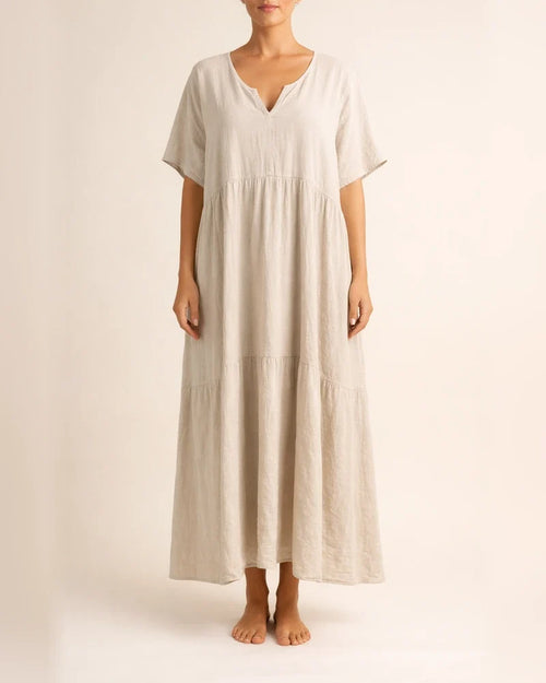 Summer Women's New V-neck Irregular Long Swing Solid Color Dresses | JRSEE:7590b659-93ae-47c3-8014-e7113afe3a7f