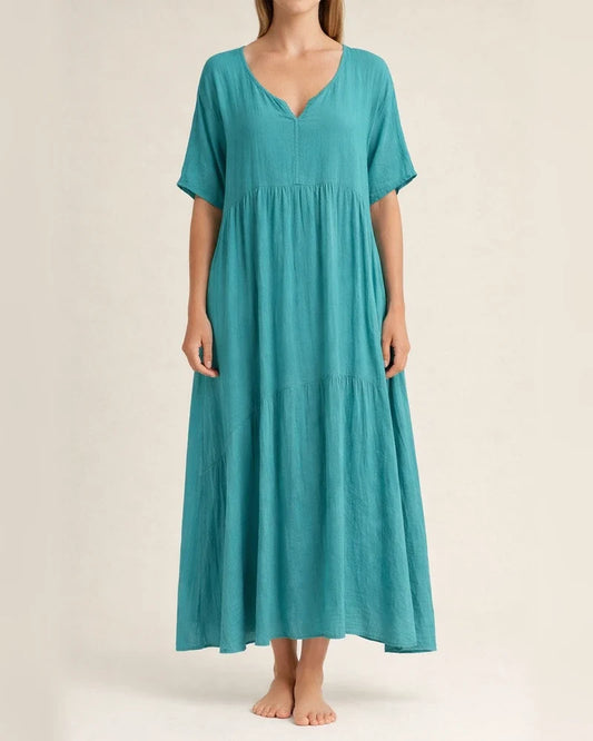 Summer Women's New V-neck Irregular Long Swing Solid Color Dresses | JRSEE:00007baa-e8c6-4c07-92bb-7c7115584100