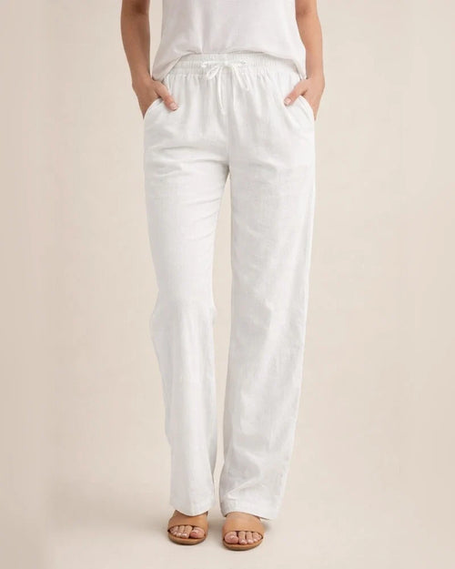 Summer Women's Solid Color Cotton Linen Drawstring Loose Casual Wide Leg Pants | JRSEE:21e90b8a-3104-4d27-813d-13b3d1743566