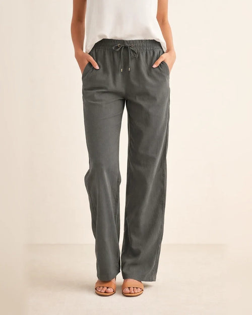 Summer Women's Solid Color Cotton Linen Drawstring Loose Casual Wide Leg Pants | JRSEE:62d66fa3-8c79-498f-8a36-869860c59174