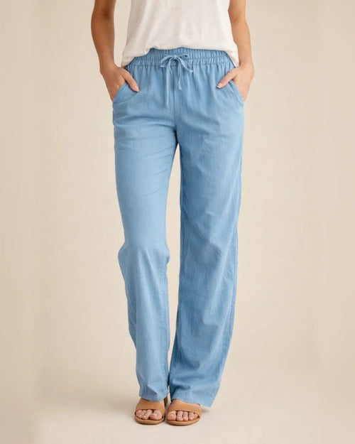 Summer Women's Solid Color Cotton Linen Drawstring Loose Casual Wide Leg Pants | JRSEE:91fb6e96-81c2-47c7-bf49-26dba743df5a