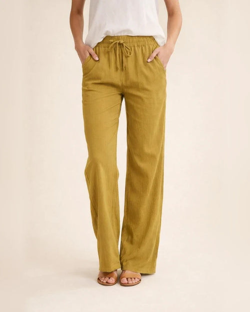 Summer Women's Solid Color Cotton Linen Drawstring Loose Casual Wide Leg Pants | JRSEE:1f70a7a8-5ddd-41ca-b75a-e233111b7f79