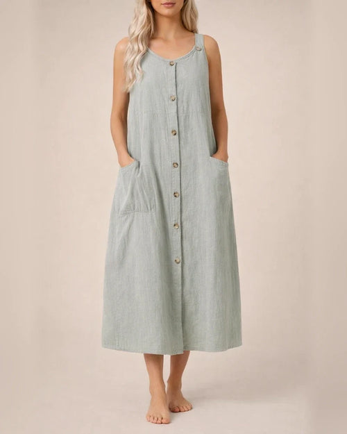 Summer Women's Solid Color Loose Comfortable Casual Cardigan Straps Dress | JRSEE:8f5cc659-e679-4c5b-ae93-1cfa9daf3457