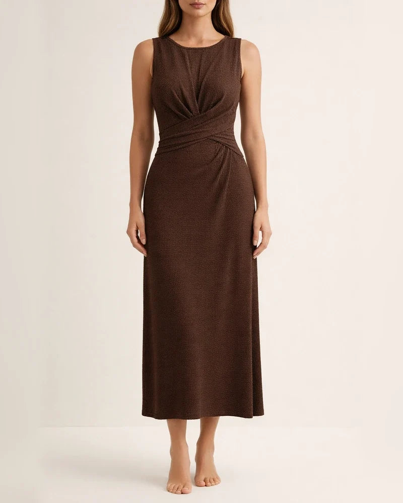Summer Women's Temperament and Elegant Solid Color Dress Round Neck Sleeveless A-line Skirt | JRSEE:d2886856-de16-4a38-ad1c-535dfd9175ed