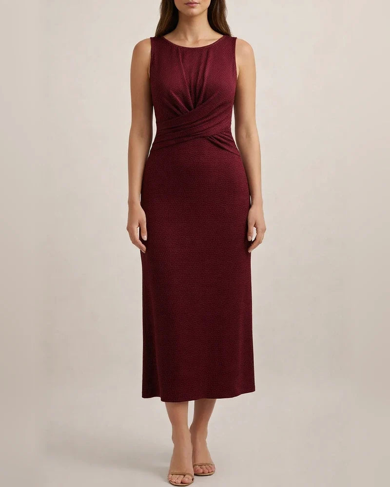 Summer Women's Temperament and Elegant Solid Color Dress Round Neck Sleeveless A-line Skirt | JRSEE:3bf092d1-3abf-4eab-be5e-13b618a13044