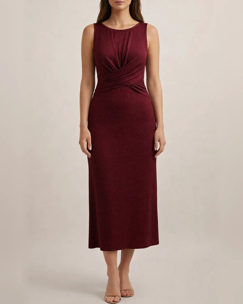 Summer Women's Temperament and Elegant Solid Color Dress Round Neck Sleeveless A-line Skirt | JRSEE:3bf092d1-3abf-4eab-be5e-13b618a13044