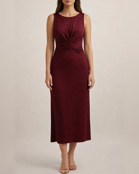 Summer Women's Temperament and Elegant Solid Color Dress Round Neck Sleeveless A-line Skirt | JRSEE:3bf092d1-3abf-4eab-be5e-13b618a13044