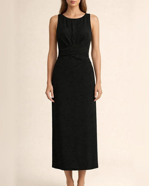 Summer Women's Temperament and Elegant Solid Color Dress Round Neck Sleeveless A-line Skirt | JRSEE:009012cc-bc2c-4e98-8110-06cc5a2dc32c