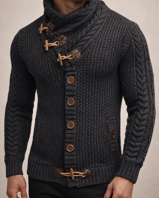 Sweater Men's Models of Fall and Winter Knitted Jacket High Collar Button Large Size Fashion Sweater Slim Type Men's Clothing | JRSEE:a3d051ea-002d-4653-87c0-28ebfe0d617c