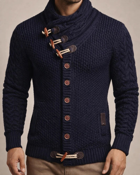 Sweater Men's Models of Fall and Winter Knitted Jacket High Collar Button Large Size Fashion Sweater Slim Type Men's Clothing | JRSEE:da31244e-1409-4d0e-9e7f-47c8bc247b36