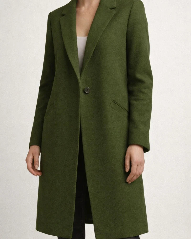 Temperament and Elegant Solid Color Commuter Lapel Medium-length Buttons Tweed Coat Jacket Female | JRSEE:af419da7-800c-4130-8d4c-ae1c3543f851