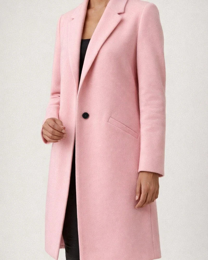 Temperament and Elegant Solid Color Commuter Lapel Medium-length Buttons Tweed Coat Jacket Female | JRSEE:3f4adedc-262e-4d87-808a-a07ab73d8345