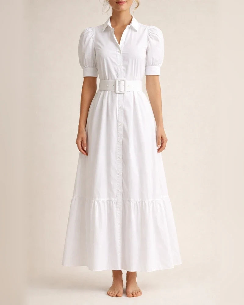 Temperament Commuter Long Short-sleeved Hem Dress with Belt | JRSEE:16f47195-3350-4604-8814-4d751ddf1400