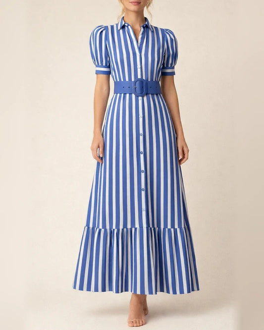 Temperament Commuter Long Short-sleeved Hem Dress with Belt | JRSEE:1b000403-44e0-4a0a-a376-d402d5bfaad1