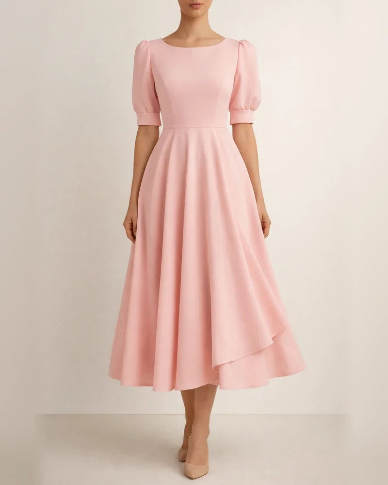 Temperament  Short Sleeve Middle Skirt | JRSEE:b9e78b81-71da-48c8-868b-fe85f624f575