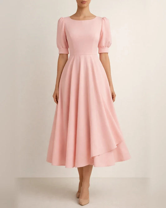 Temperament  Short Sleeve Middle Skirt | JRSEE:b9e78b81-71da-48c8-868b-fe85f624f575
