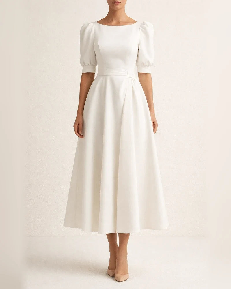 Temperament  Short Sleeve Middle Skirt | JRSEE:45acfa3b-55d1-4654-9a28-972cbe40e940