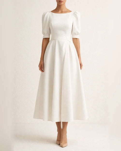 Temperament  Short Sleeve Middle Skirt | JRSEE:45acfa3b-55d1-4654-9a28-972cbe40e940