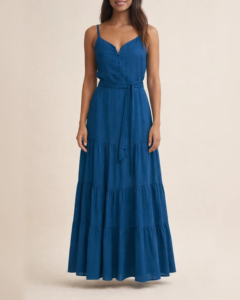Temperament V-neck Medium Long Suspender Solid Color Dress | JRSEE:bd3e7021-8b98-4450-b536-a3c09c67367e