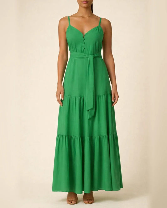 Temperament V-neck Medium Long Suspender Solid Color Dress | JRSEE:593999ae-8711-437a-afdf-deeeed42666b