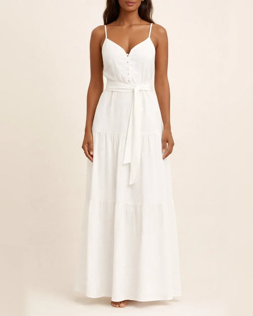 Temperament V-neck Medium Long Suspender Solid Color Dress | JRSEE:e9d20365-7c80-48a7-9389-5ca068ffcca2