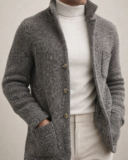 Thickened Loose Men's Knitted Cardigan Stand-up Collar Long Sleeve Single-breasted Pocket Cardigan Casual Men's Jacket | JRSEE:997e3ff3-ff71-42db-b8a4-581186e2eab5