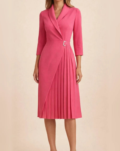 V-neck Fashion Strap Waist Sleeve Pleated Stitching Dress | JRSEE:06ec5764-7e59-4025-a957-c3c8d5cd7ae0