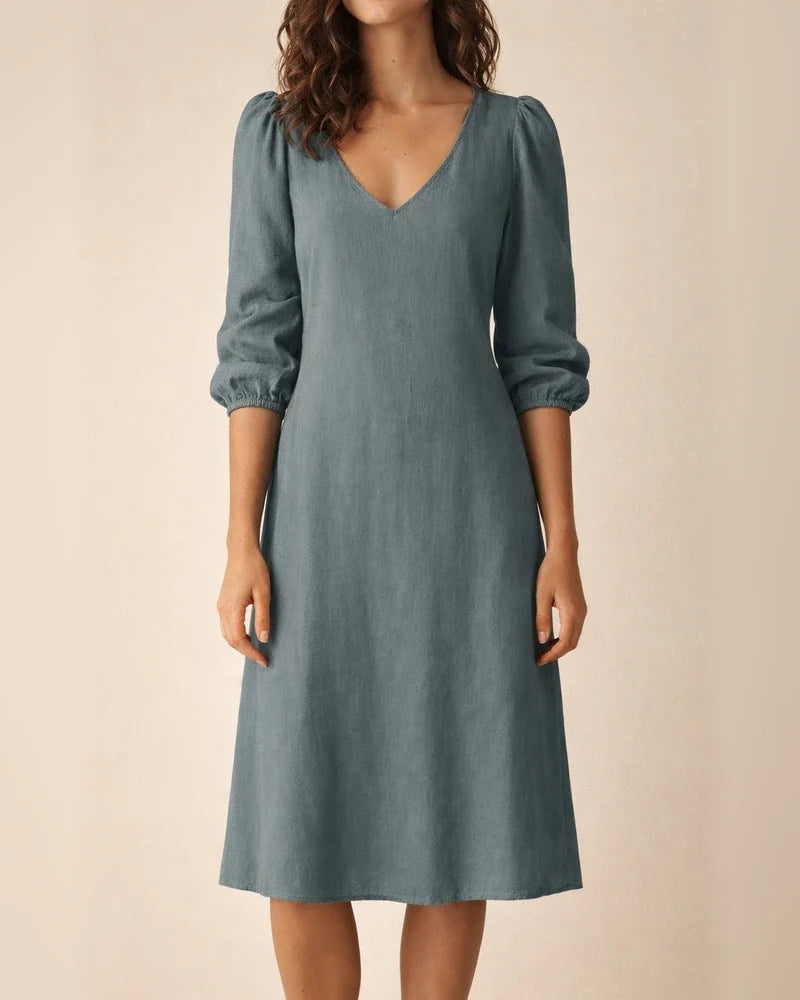 V-neck Joker Casual Solid Color Dress | JRSEE:4f27e3fc-aae3-4537-a2a6-e8f4460c4968