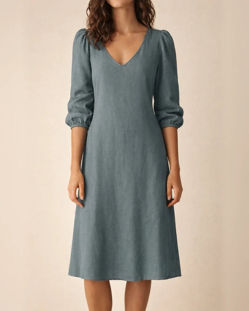 V-neck Joker Casual Solid Color Dress | JRSEE:4f27e3fc-aae3-4537-a2a6-e8f4460c4968