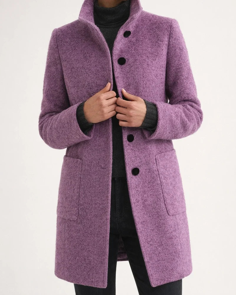Vintage Solid Single-breasted Stand Collar Jacket | JRSEE:484fe730-0973-4190-97e5-9ca593f6ed20