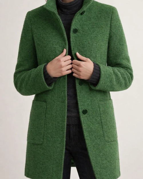 Vintage Solid Single-breasted Stand Collar Jacket | JRSEE:35cd1836-38a5-4333-8406-b50fa2be0ec4