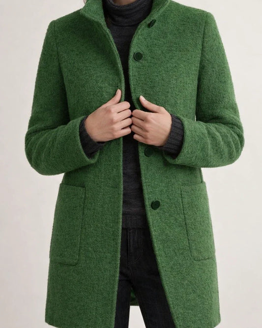 Vintage Solid Single-breasted Stand Collar Jacket | JRSEE:35cd1836-38a5-4333-8406-b50fa2be0ec4