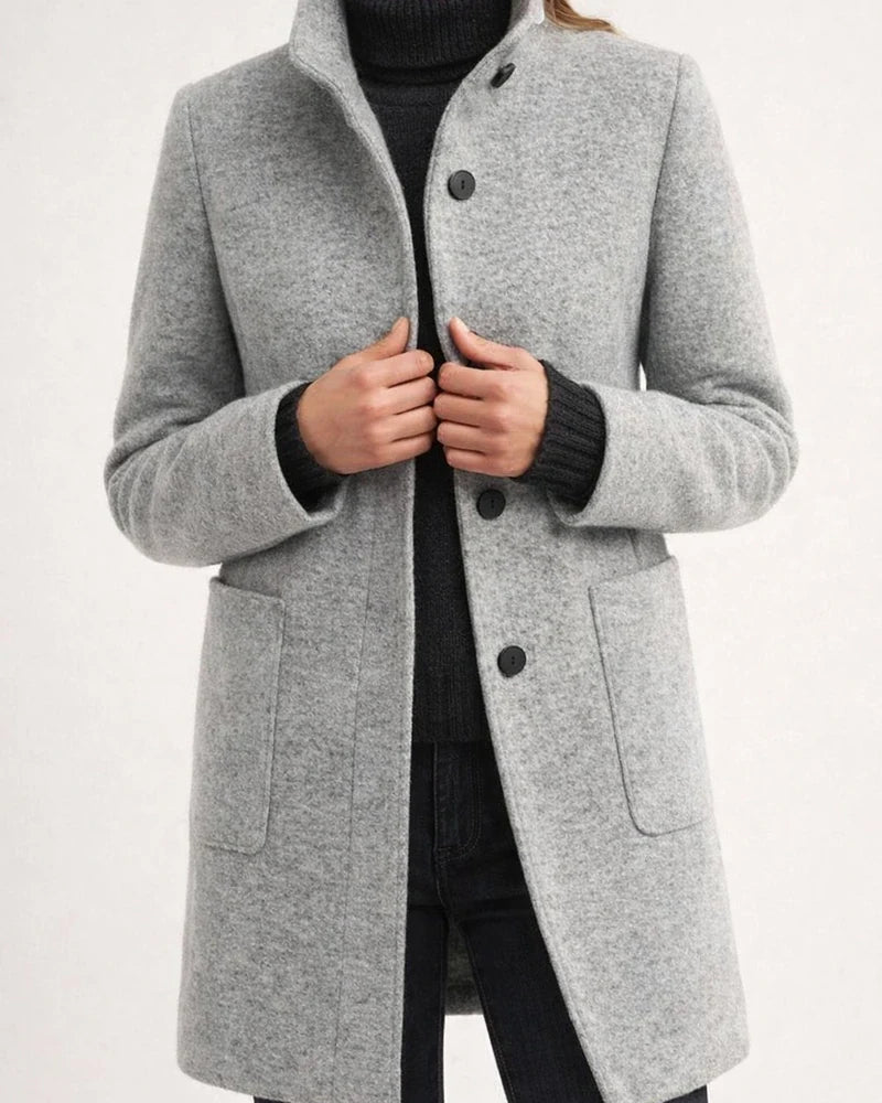Vintage Solid Single-breasted Stand Collar Jacket | JRSEE:ff8c1ed9-3c0d-4cd2-81f0-91c09d5ee902