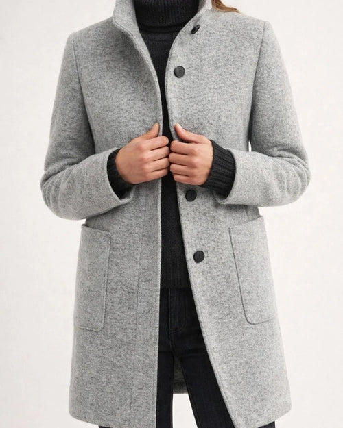 Vintage Solid Single-breasted Stand Collar Jacket | JRSEE:ff8c1ed9-3c0d-4cd2-81f0-91c09d5ee902