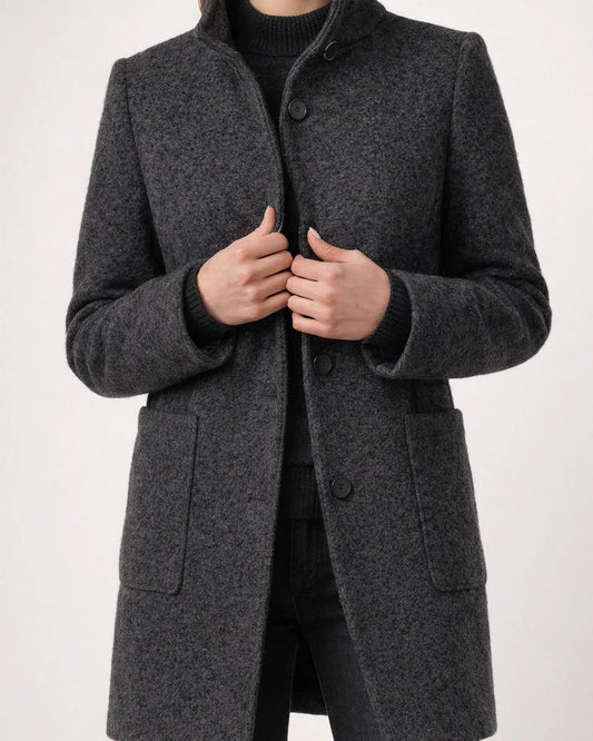 Vintage Solid Single-breasted Stand Collar Jacket | JRSEE:8d3b774a-bcde-4394-be19-6c772f3d58df