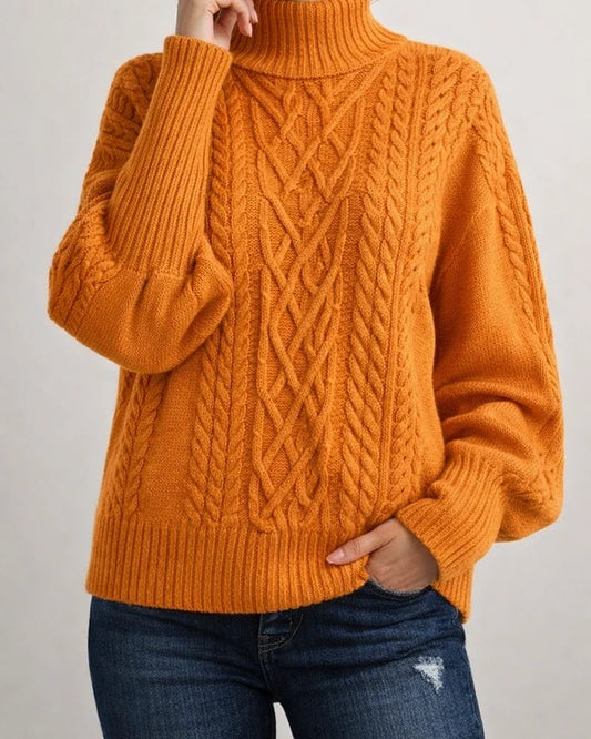 Winter New Mid-neck Sweater Women Loose Long-sleeved Knit Solid Color Sweater | JRSEE:ecc8cfd5-072b-472b-bc81-c56c866050df
