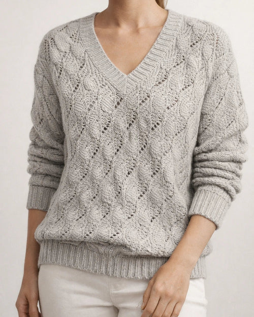 Winter New Sweater Knitted Feather Hollow V-neck Long Sleeves | JRSEE:85200e81-fdee-44cd-8166-8705c6413e5e