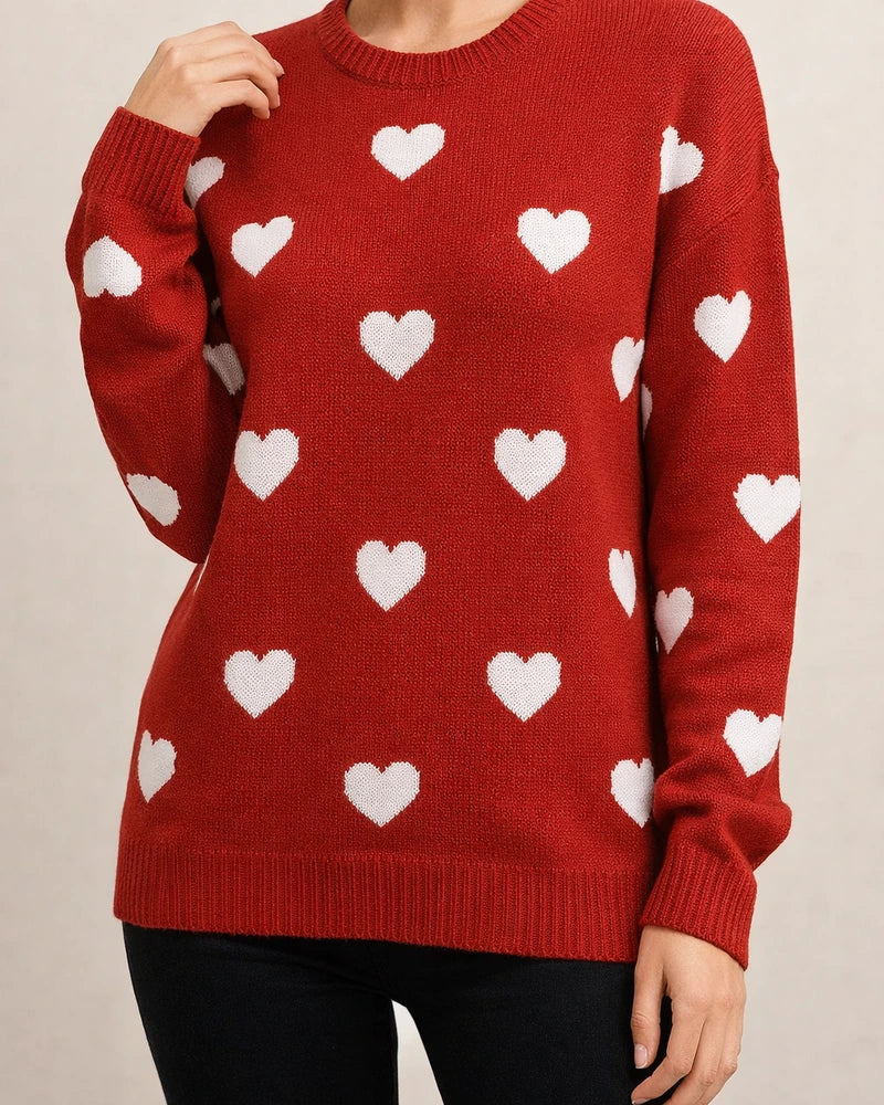 Winter New Valentine's Day Love Pullover Women's Knit Sweater Women Big Size Loose Sweater Women's Clothing | JRSEE:979df7cb-91ff-45b1-b584-f3870facf99b