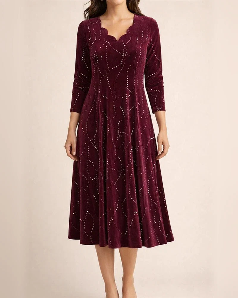 Women autumn and winter new fashionable V-neck long sleeved sequined dress | JRSEE:433c544f-21ea-4ff0-8582-b231b7e162be