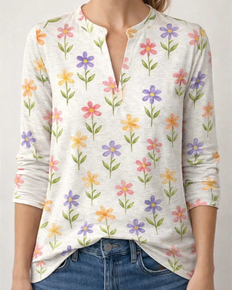 Women's 3D-Printed Casual Spring/Summer Long-Sleeve V-Neck Shirt 2 | JRSEE:90a2f6f9-0e8a-4ab4-9c27-86a4e7572956