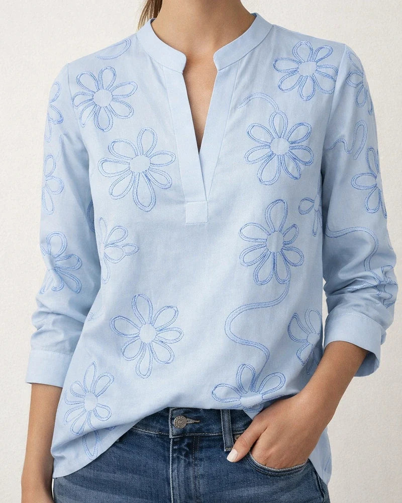 Women's 3D-Printed Casual Spring/Summer Long-Sleeve V-Neck Shirt 2 | JRSEE:677b2426-1f91-4569-b4e7-482a18cfde80