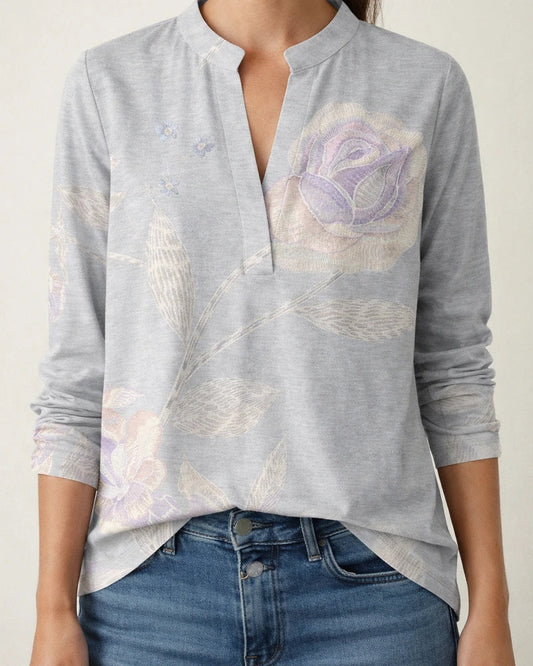 Women's 3D-Printed Casual Spring/Summer Long-Sleeve V-Neck Shirt 2 | JRSEE:eb5030aa-d0a9-4b1e-8351-fa2ab4398dc9